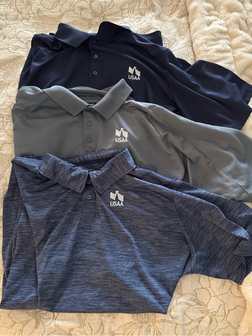 Lot of three navy and grey USAA 3XL Polos